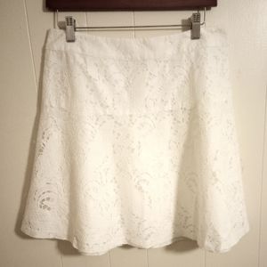 New York & CO White Lace Skater Skirt